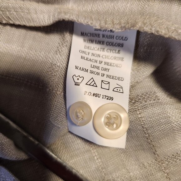 Cubavera Shirt Linen Rayon Blend Short Sleeve Button Up Beige Check Mens XL EUC - Picture 8 of 10